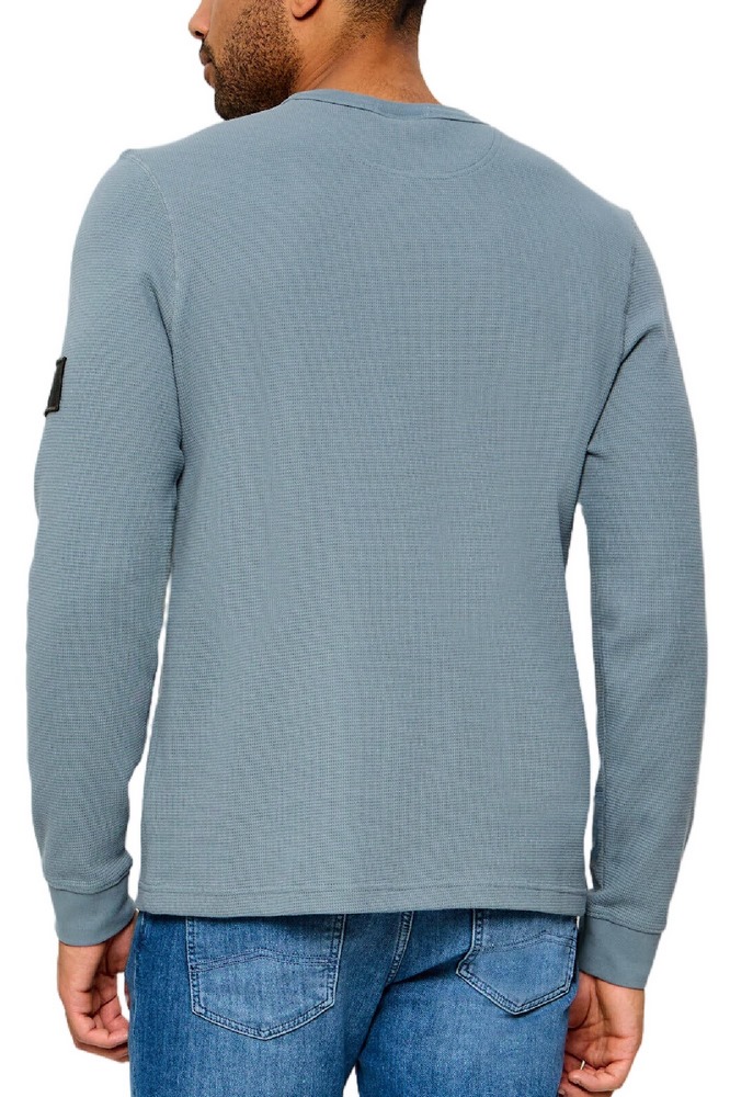 CALVIN KLEIN JEANS WAFFLE BADGE CREWNK TEE ΜΠΛΟΥΖΑ ΜΑΚΡΥΜΑΝΙΚΗ ΑΝΔΡΙΚΗ STEEL GRAY