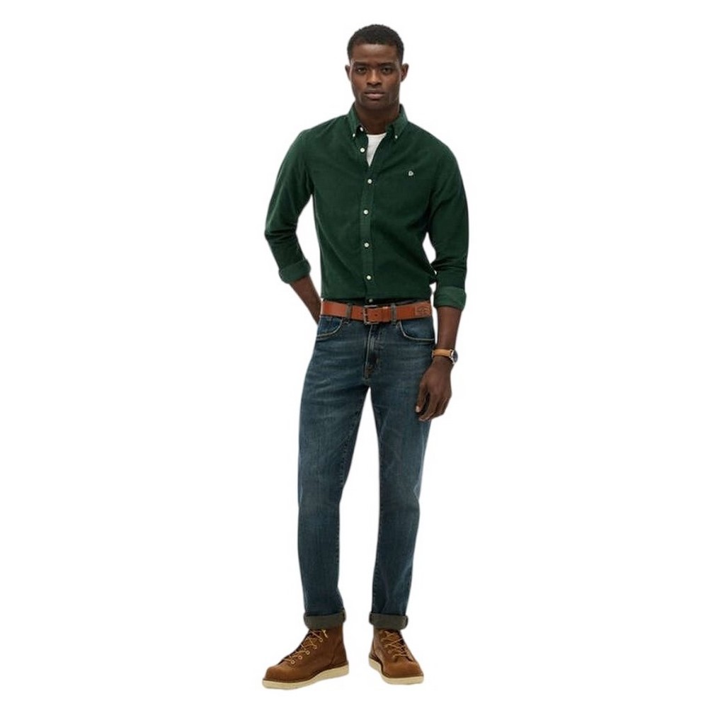 SUPERDRY D3 STUD CLASSIC NEEDLE CORD SHIRT ΠΟΥΚΑΜΙΣΟ ΑΝΔΡΙΚΟ GREEN