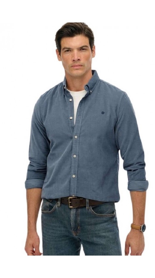 SUPERDRY D3 STUD CLASSIC NEEDLE CORD SHIRT ΠΟΥΚΑΜΙΣΟ ΑΝΔΡΙΚΟ GREY