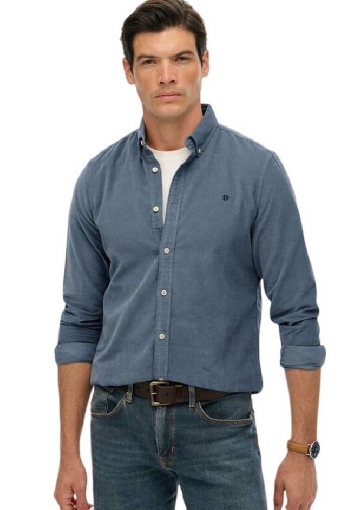 SUPERDRY D3 STUD CLASSIC NEEDLE CORD SHIRT ΠΟΥΚΑΜΙΣΟ ΑΝΔΡΙΚΟ GREY