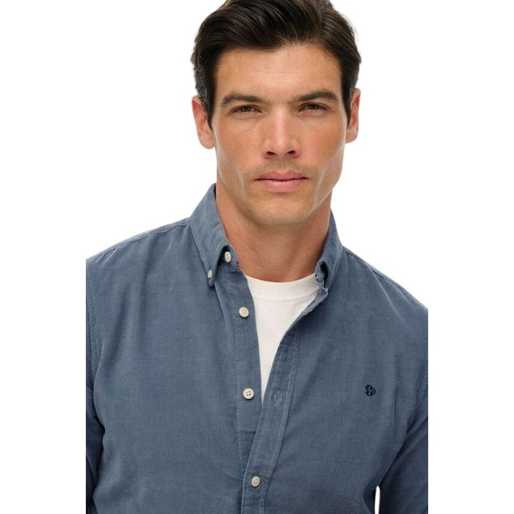 SUPERDRY D3 STUD CLASSIC NEEDLE CORD SHIRT ΠΟΥΚΑΜΙΣΟ ΑΝΔΡΙΚΟ GREY