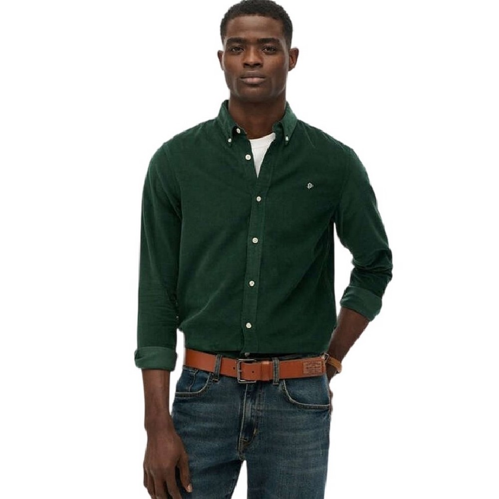 SUPERDRY D3 STUD CLASSIC NEEDLE CORD SHIRT ΠΟΥΚΑΜΙΣΟ ΑΝΔΡΙΚΟ GREEN