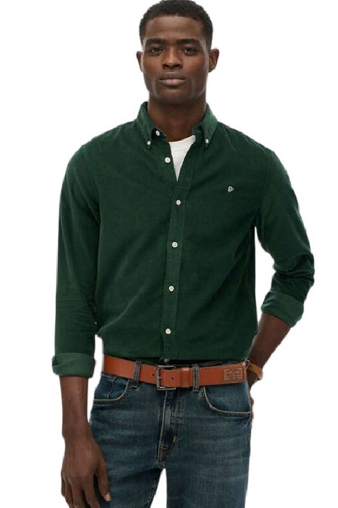 SUPERDRY D3 STUD CLASSIC NEEDLE CORD SHIRT ΠΟΥΚΑΜΙΣΟ ΑΝΔΡΙΚΟ GREEN