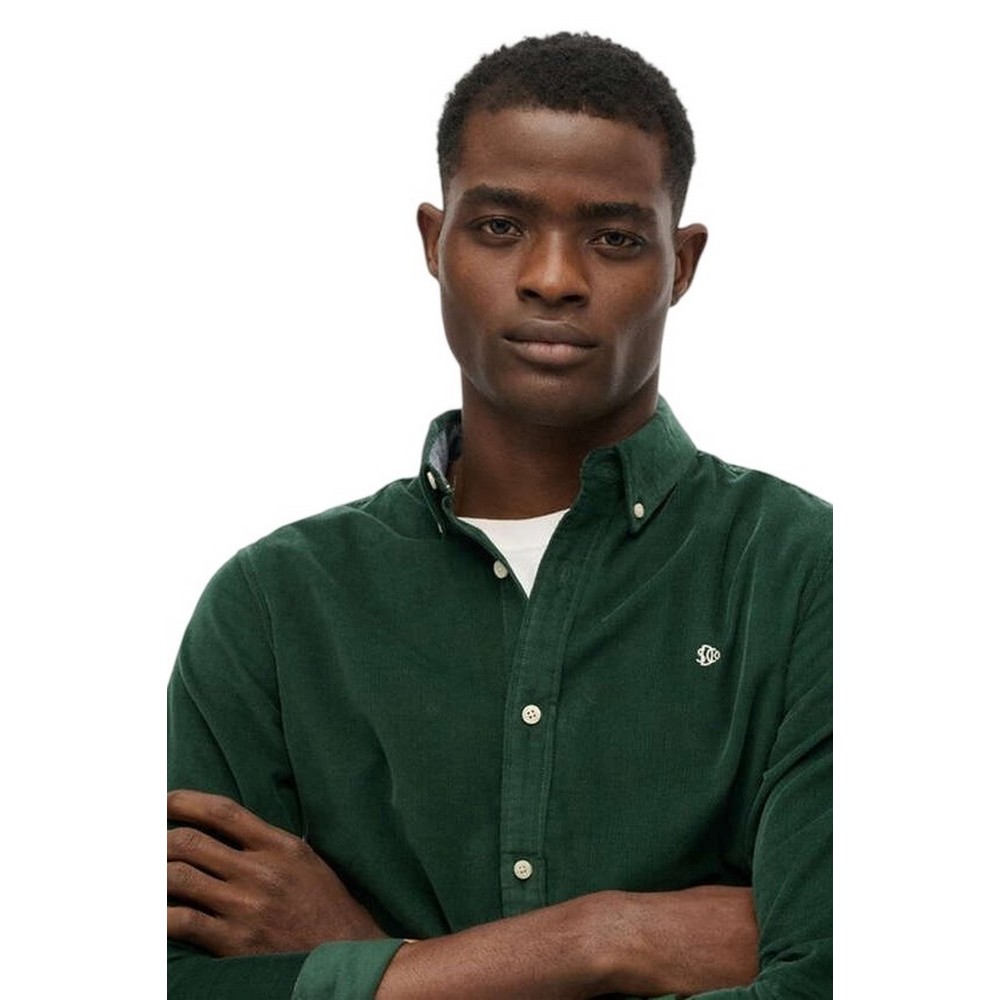 SUPERDRY D3 STUD CLASSIC NEEDLE CORD SHIRT ΠΟΥΚΑΜΙΣΟ ΑΝΔΡΙΚΟ GREEN