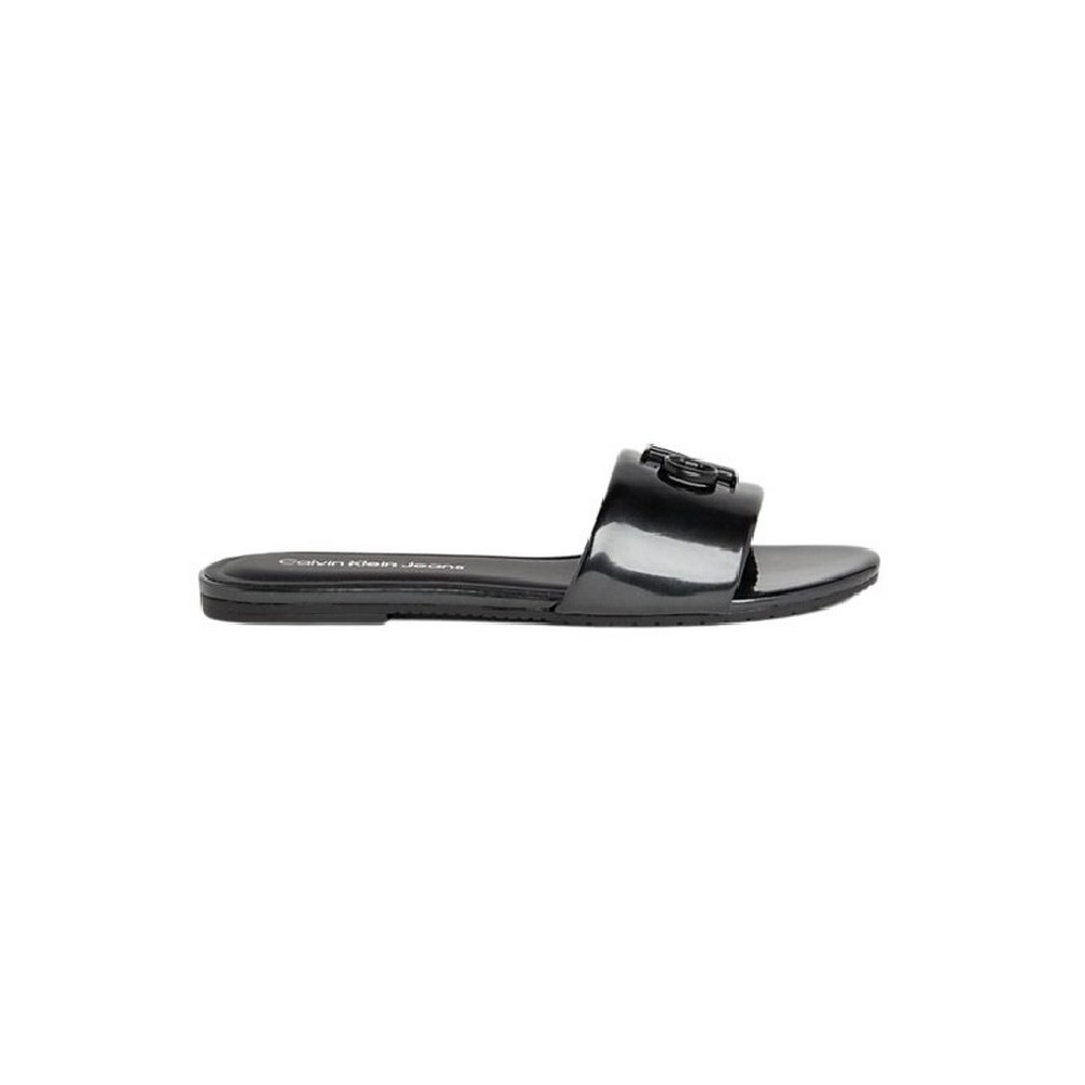 CALVIN KLEIN JEANS FLAT SANDAL SLIDE MG MET ΠΑΝΤΟΦΛΑ ΓΥΝΑΙΚΕΙΑ BLACK