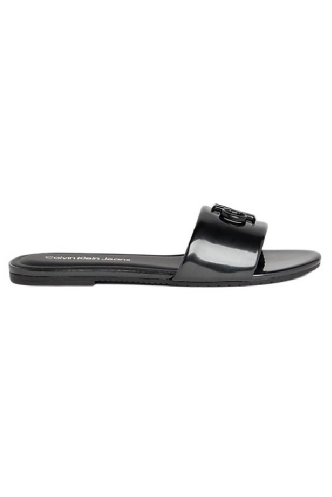 CALVIN KLEIN JEANS FLAT SANDAL SLIDE MG MET ΠΑΝΤΟΦΛΑ ΓΥΝΑΙΚΕΙΑ BLACK