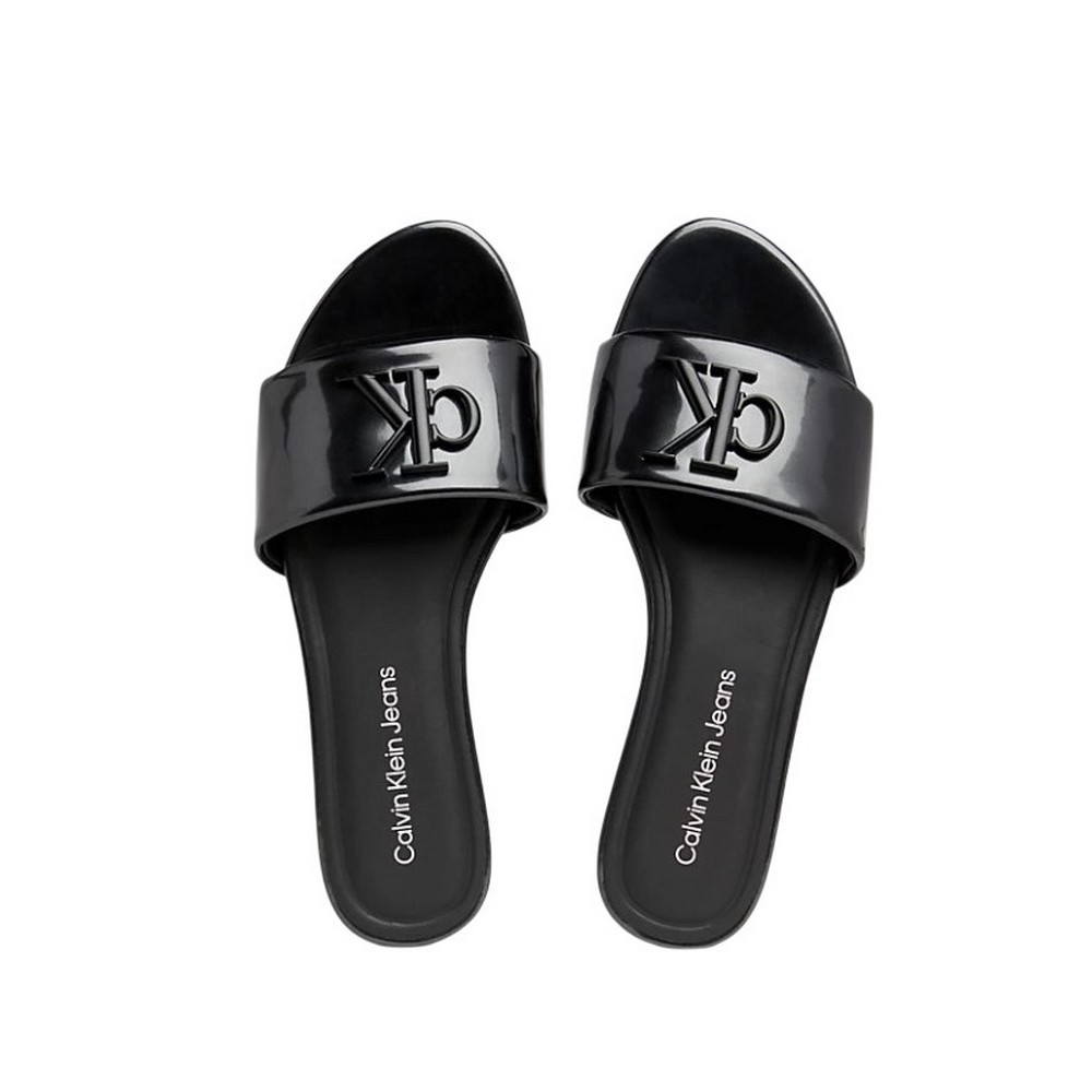 CALVIN KLEIN JEANS FLAT SANDAL SLIDE MG MET ΠΑΝΤΟΦΛΑ ΓΥΝΑΙΚΕΙΑ BLACK