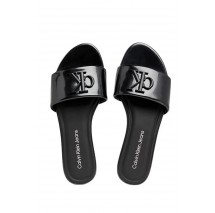 CALVIN KLEIN JEANS FLAT SANDAL SLIDE MG MET ΠΑΝΤΟΦΛΑ ΓΥΝΑΙΚΕΙΑ BLACK