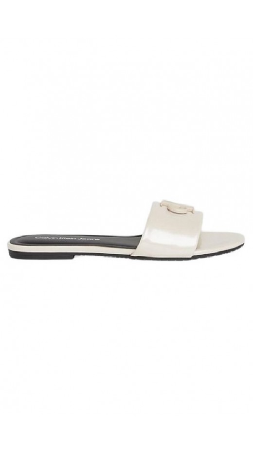 CALVIN KLEIN JEANS FLAT SANDAL SLIDE MG MET ΠΑΝΤΟΦΛΑ ΓΥΝΑΙΚΕΙΑ BRIGHT WHITE