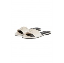 CALVIN KLEIN JEANS FLAT SANDAL SLIDE MG MET ΠΑΝΤΟΦΛΑ ΓΥΝΑΙΚΕΙΑ BRIGHT WHITE