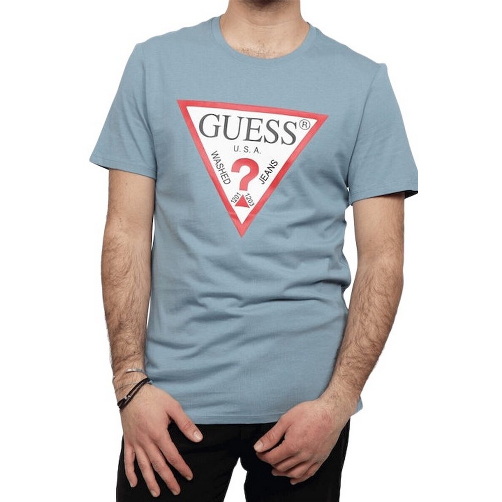 GUESS CN SS ORIGINAL LOGO TEE T-SHIRT ΑΝΔΡΙΚΟ BLUE SKY