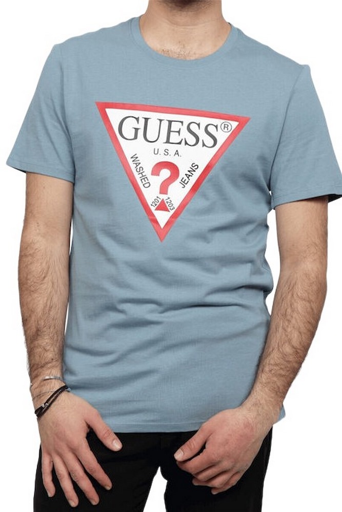GUESS CN SS ORIGINAL LOGO TEE T-SHIRT ΑΝΔΡΙΚΟ BLUE SKY