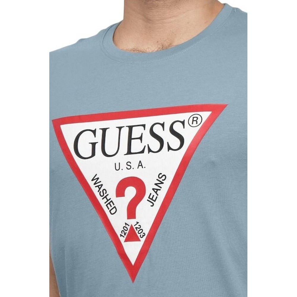 GUESS CN SS ORIGINAL LOGO TEE T-SHIRT ΑΝΔΡΙΚΟ BLUE SKY