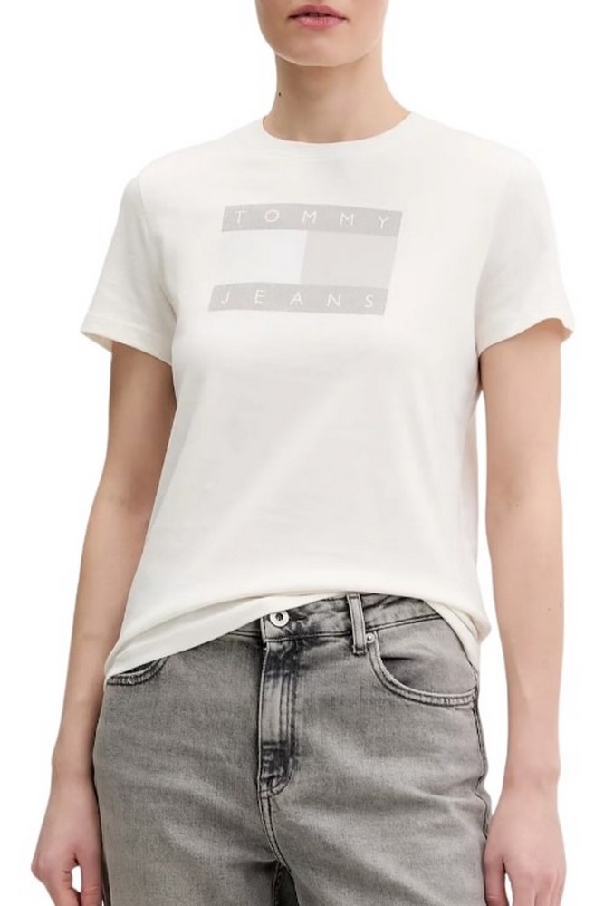 TOMMY JEANS REG FLAG TEE T-SHIRT ΜΠΛΟΥΖΑ ΓΥΝΑΙΚΕΙΑ OFF WHITE