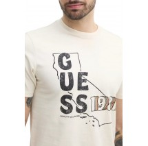 GUESS BSC GUESS STATE TEE T-SHIRT ΜΠΛΟΥΖΑ ΑΝΔΡΙΚΗ ECRU