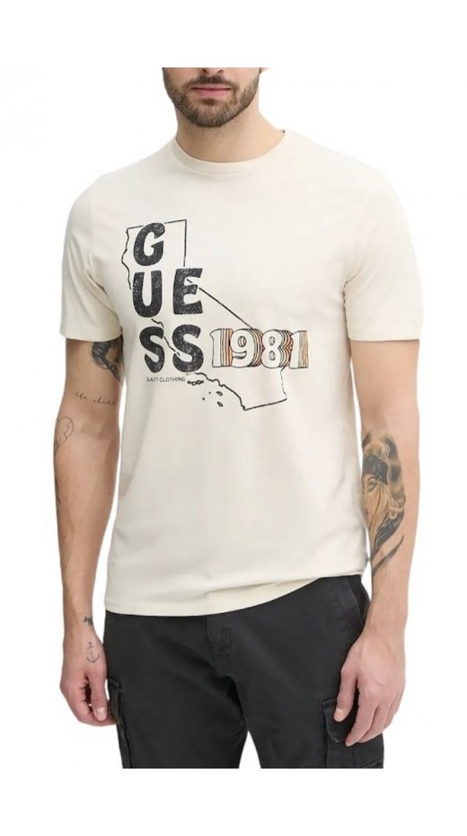 GUESS BSC GUESS STATE TEE T-SHIRT ΜΠΛΟΥΖΑ ΑΝΔΡΙΚΗ ECRU