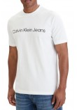 CALVIN KLEIN JEANS A- SS REGULAR INSTITUTIONAL LOGO T-SHIRT ΜΠΛΟΥΖΑ ΑΝΔΡΙΚΗ BRIGHT WHITE