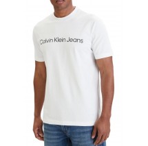CALVIN KLEIN JEANS A- SS REGULAR INSTITUTIONAL LOGO T-SHIRT ΜΠΛΟΥΖΑ ΑΝΔΡΙΚΗ BRIGHT WHITE