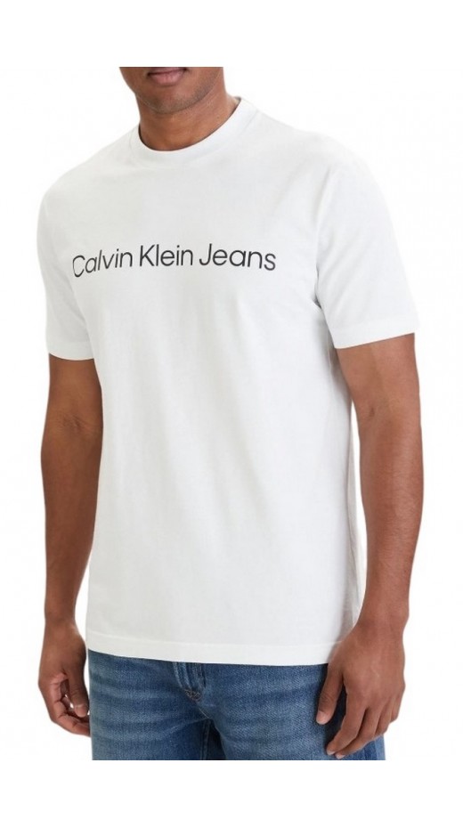 CALVIN KLEIN JEANS A- SS REGULAR INSTITUTIONAL LOGO T-SHIRT ΜΠΛΟΥΖΑ ΑΝΔΡΙΚΗ BRIGHT WHITE