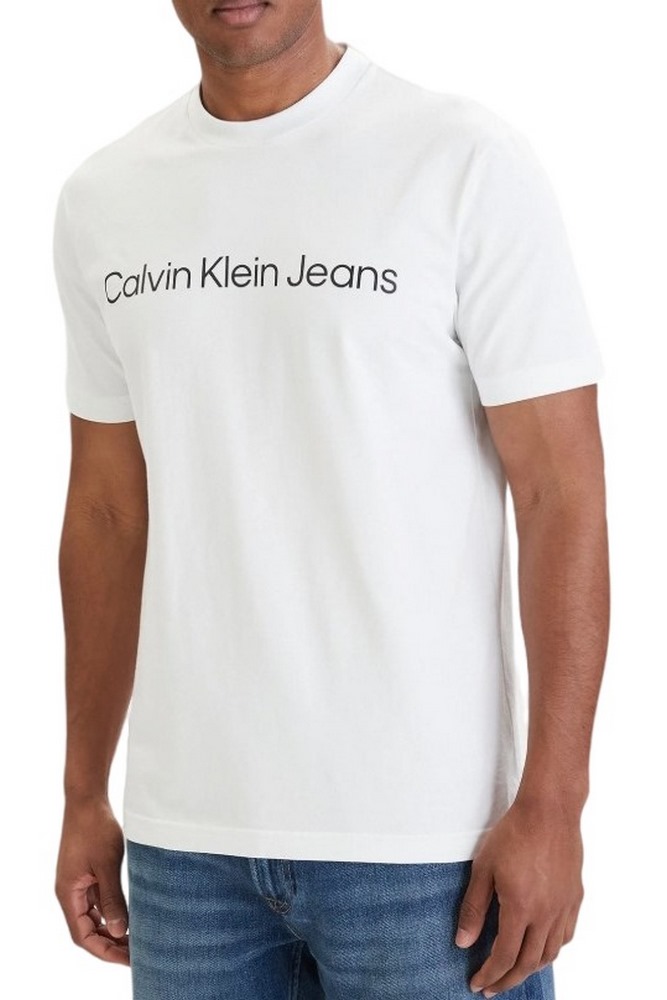 CALVIN KLEIN JEANS A- SS REGULAR INSTITUTIONAL LOGO T-SHIRT ΜΠΛΟΥΖΑ ΑΝΔΡΙΚΗ BRIGHT WHITE