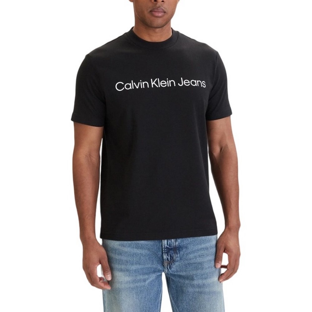 CALVIN KLEIN JEANS A- SS REGULAR INSTITUTIONAL LOGO T-SHIRT ΜΠΛΟΥΖΑ ΑΝΔΡΙΚΗ BLACK