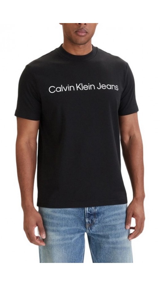 CALVIN KLEIN JEANS A- SS REGULAR INSTITUTIONAL LOGO T-SHIRT ΜΠΛΟΥΖΑ ΑΝΔΡΙΚΗ BLACK