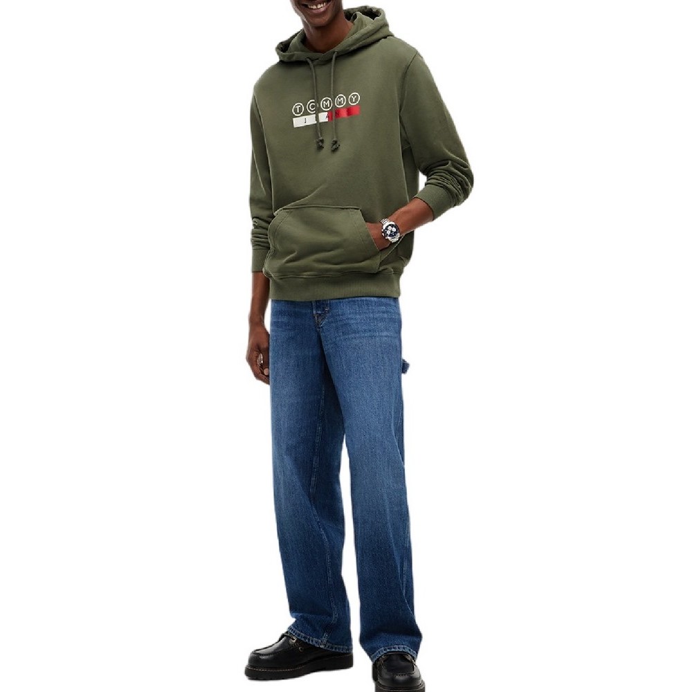 TOMMY JEANS REG DNA PLAY HOODIE ΜΠΛΟΥΖΑ ΦΟΥΤΕΡ ΑΝΔΡΙΚΗ MILITARY GREEN