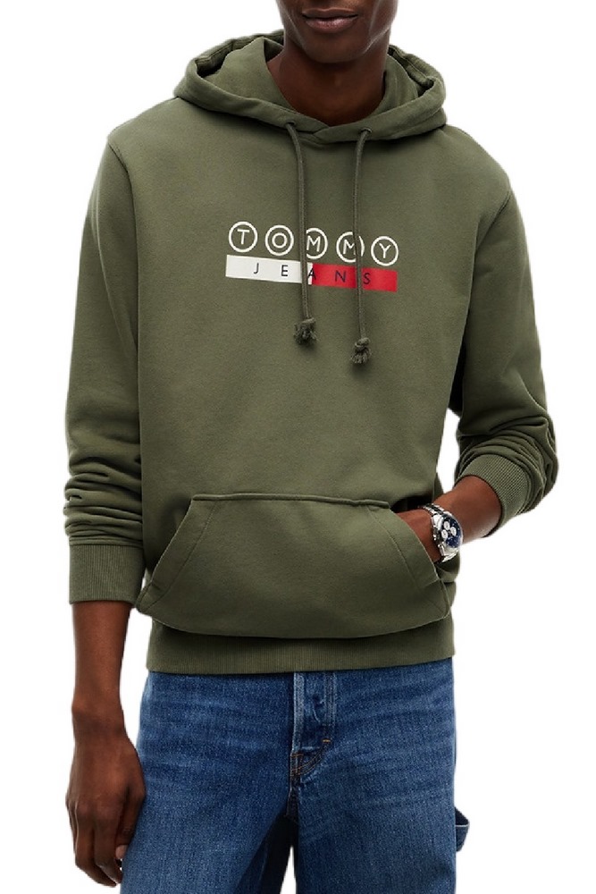 TOMMY JEANS REG DNA PLAY HOODIE ΜΠΛΟΥΖΑ ΦΟΥΤΕΡ ΑΝΔΡΙΚΗ MILITARY GREEN