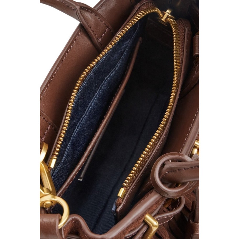 TOMMY HILFIGER AMERICAN ICON MICRO TOTE FRINGES ΤΣΑΝΤΑ ΓΥΝΑΙΚΕΙΑ BROWN