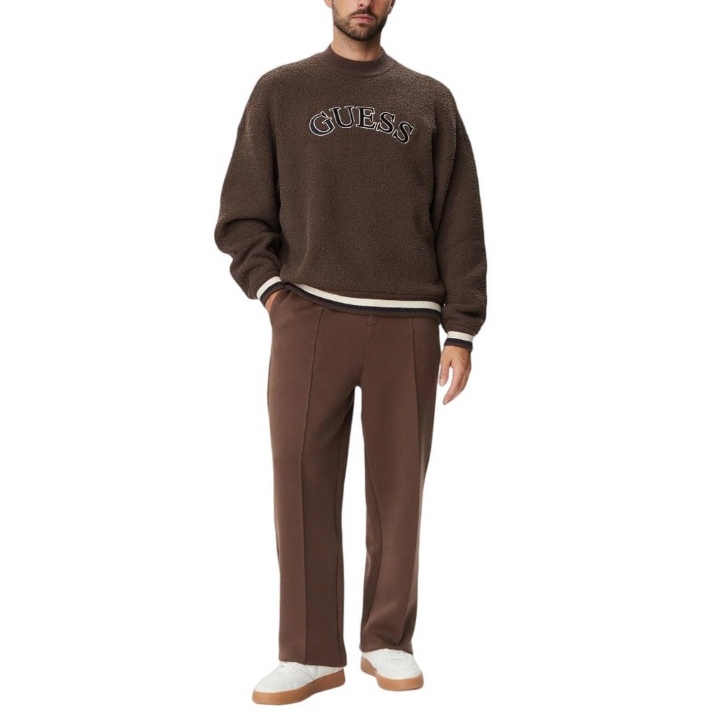 GUESS MACON CN BOUCLE SWEATSHIRT ΜΠΛΟΥΖΑ ΦΟΥΤΕΡ ΑΝΔΡΙΚΗ BROWN