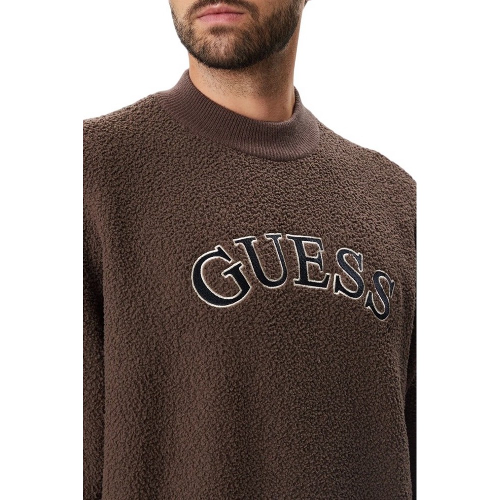 GUESS MACON CN BOUCLE SWEATSHIRT ΜΠΛΟΥΖΑ ΦΟΥΤΕΡ ΑΝΔΡΙΚΗ BROWN