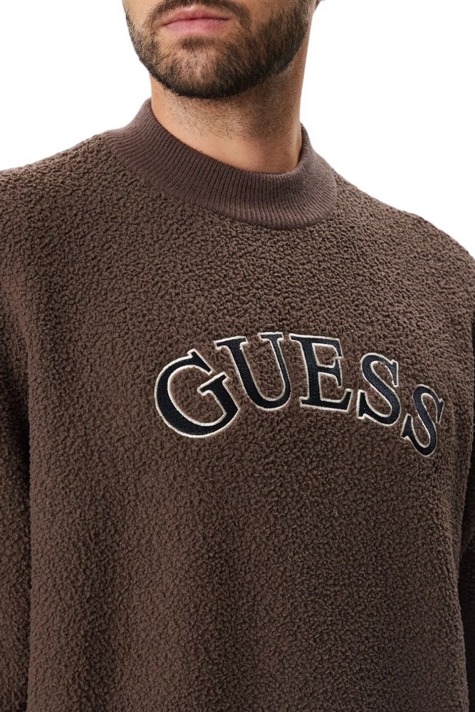 GUESS MACON CN BOUCLE SWEATSHIRT ΜΠΛΟΥΖΑ ΦΟΥΤΕΡ ΑΝΔΡΙΚΗ BROWN