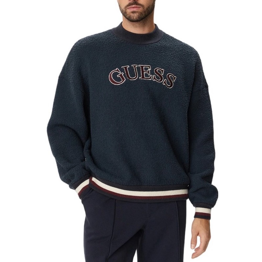 GUESS MACON CN BOUCLE SWEATSHIRT ΜΠΛΟΥΖΑ ΦΟΥΤΕΡ ΑΝΔΡΙΚΗ NAVY