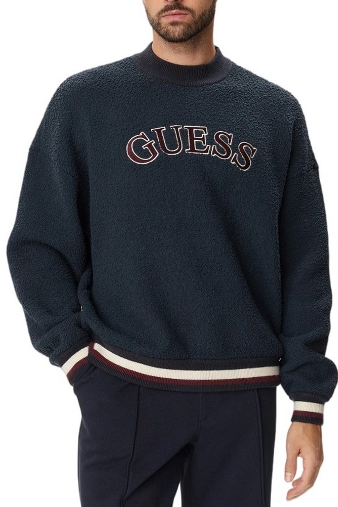 GUESS MACON CN BOUCLE SWEATSHIRT ΜΠΛΟΥΖΑ ΦΟΥΤΕΡ ΑΝΔΡΙΚΗ NAVY
