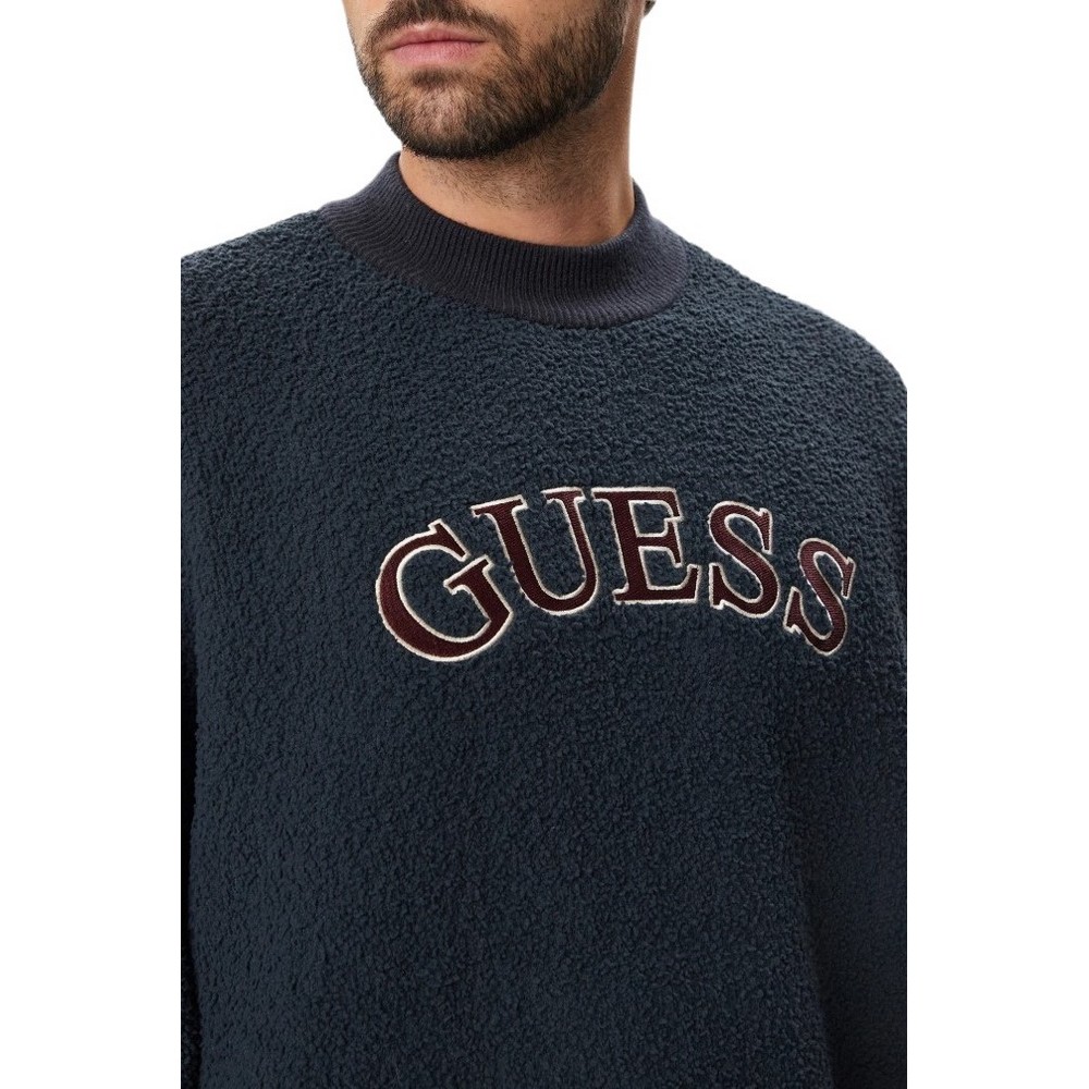 GUESS MACON CN BOUCLE SWEATSHIRT ΜΠΛΟΥΖΑ ΦΟΥΤΕΡ ΑΝΔΡΙΚΗ NAVY