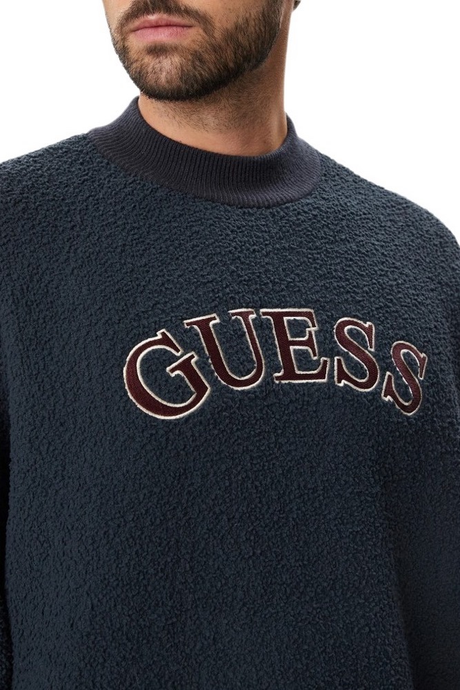 GUESS MACON CN BOUCLE SWEATSHIRT ΜΠΛΟΥΖΑ ΦΟΥΤΕΡ ΑΝΔΡΙΚΗ NAVY
