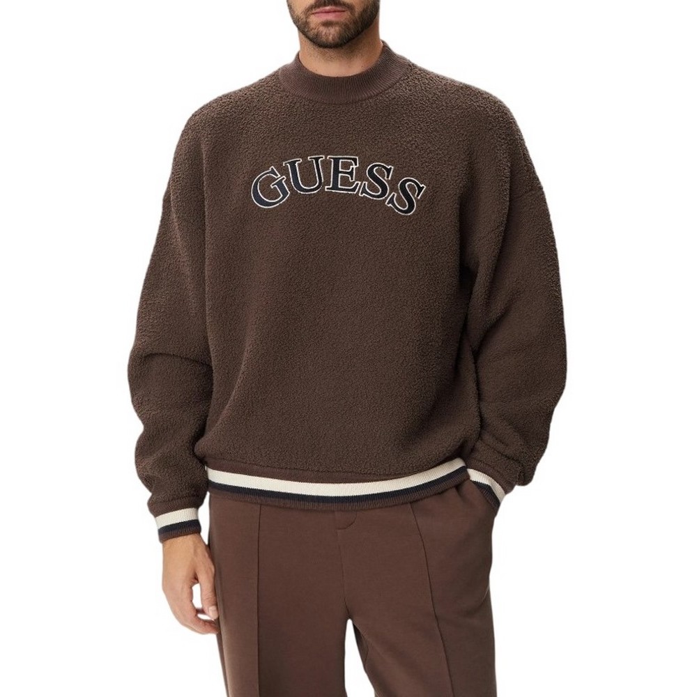 GUESS MACON CN BOUCLE SWEATSHIRT ΜΠΛΟΥΖΑ ΦΟΥΤΕΡ ΑΝΔΡΙΚΗ BROWN