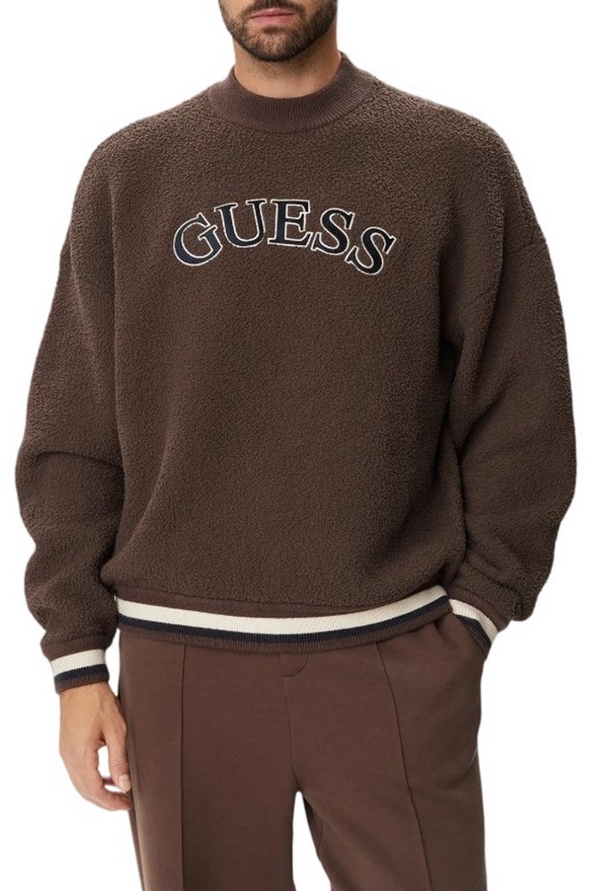 GUESS MACON CN BOUCLE SWEATSHIRT ΜΠΛΟΥΖΑ ΦΟΥΤΕΡ ΑΝΔΡΙΚΗ BROWN