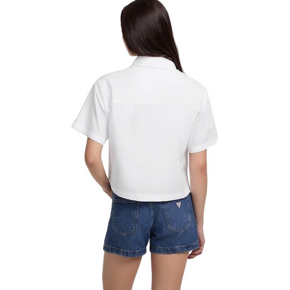 GUESS JEANS CAMP COLLAR BO ΠΟΥΚΑΜΙΣΟ ΓΥΝΑΙΚΕΙΟ WHITE