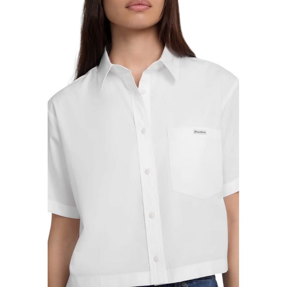 GUESS JEANS CAMP COLLAR BO ΠΟΥΚΑΜΙΣΟ ΓΥΝΑΙΚΕΙΟ WHITE