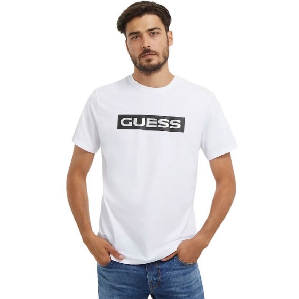 GUESS METALLIC T-SHIRT ΜΠΛΟΥΖΑ ΑΝΔΡΙΚΗ WHITE