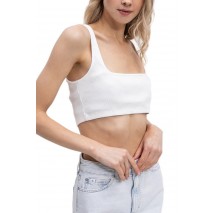 CALVIN KLEIN JEANS LEATHER PATCH RIB BRALETTE ΤΟΠ ΓΥΝΑΙΚΕΙΟ WHITE