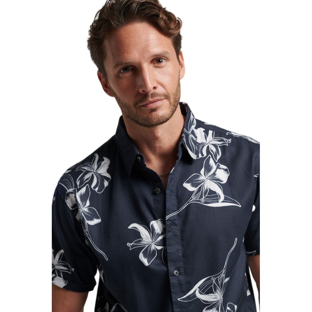 SUPERDRY D2 OVIN VINTAGE HAWAIIAN S/S SHIRT ΠΟΥΚΑΜΙΣΟ ΑΝΔΡΙΚΟ NAVY/WHITE