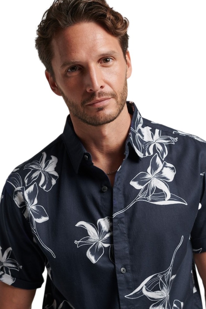 SUPERDRY D2 OVIN VINTAGE HAWAIIAN S/S SHIRT ΠΟΥΚΑΜΙΣΟ ΑΝΔΡΙΚΟ NAVY/WHITE