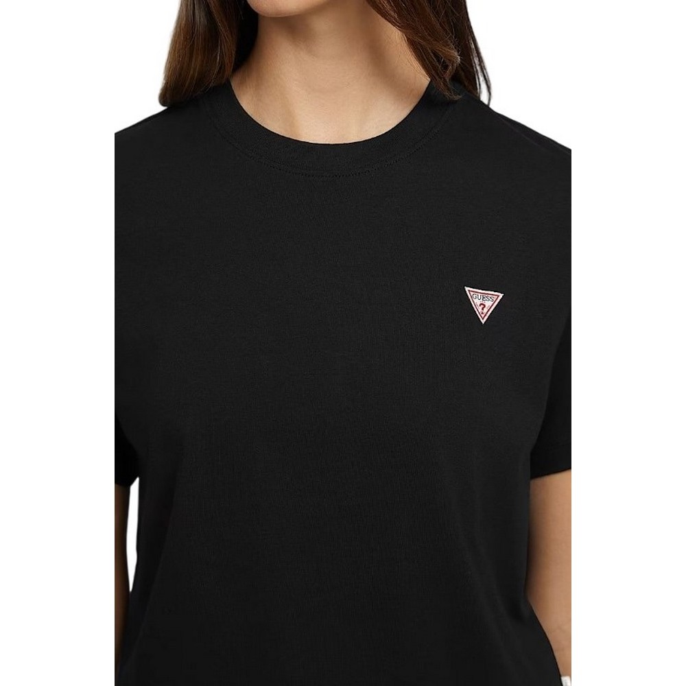 GUESS JEANS SS CN BOXY MINI TRIANG TEE ΜΠΛΟΥΖΑ ΓΥΝΑΙΚΕΙΑ BLACK