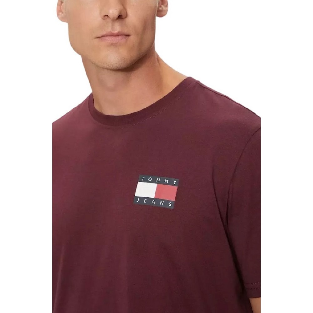 TOMMY JEANS SLIM ESSENTIAL FLAG TEE T-SHIRT ΜΠΛΟΥΖΑ ΑΝΔΡΙΚΗ BORDEAUX