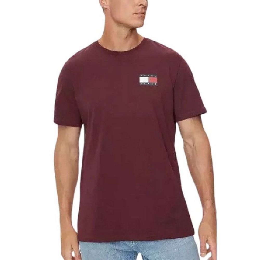 TOMMY JEANS SLIM ESSENTIAL FLAG TEE T-SHIRT ΜΠΛΟΥΖΑ ΑΝΔΡΙΚΗ BORDEAUX