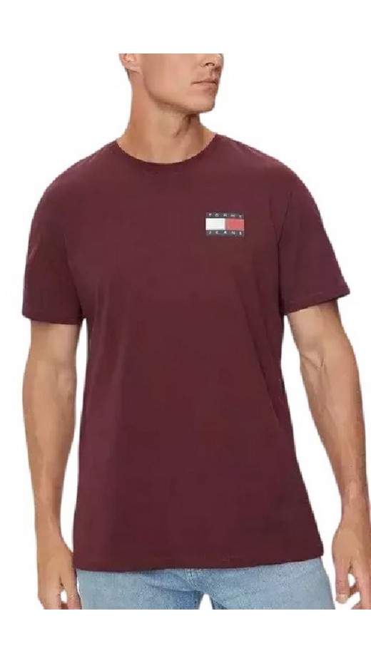 TOMMY JEANS SLIM ESSENTIAL FLAG TEE T-SHIRT ΜΠΛΟΥΖΑ ΑΝΔΡΙΚΗ BORDEAUX