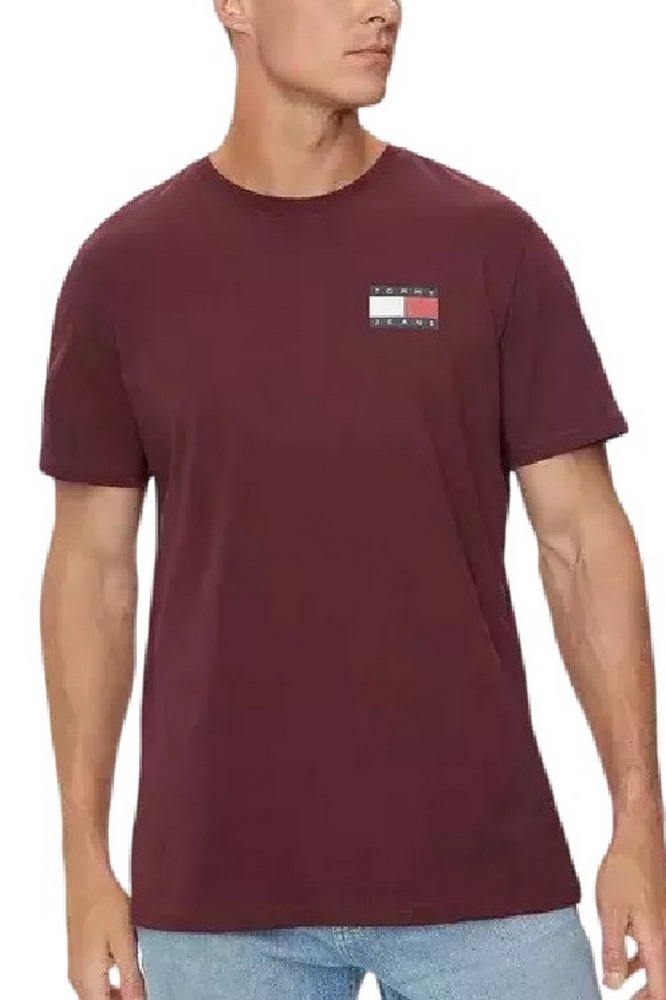 TOMMY JEANS SLIM ESSENTIAL FLAG TEE T-SHIRT ΜΠΛΟΥΖΑ ΑΝΔΡΙΚΗ BORDEAUX