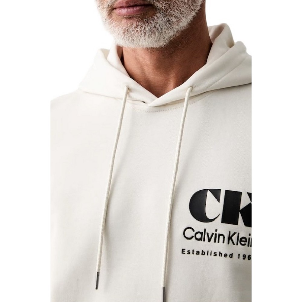 CALVIN KLEIN 350TERRY EU BO ΜΠΛΟΥΖΑ ΦΟΥΤΕΡ ΑΝΔΡΙΚΗ OFF WHITE